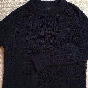 J. Crew Navy Women’s Cableknit Crew Sweater